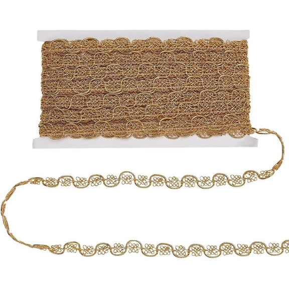 14.76 Yards(13.5m) Metallic Braid Lace Trim 13mm Wide Golden Centipede Ribbon Wave Fringe Trim
