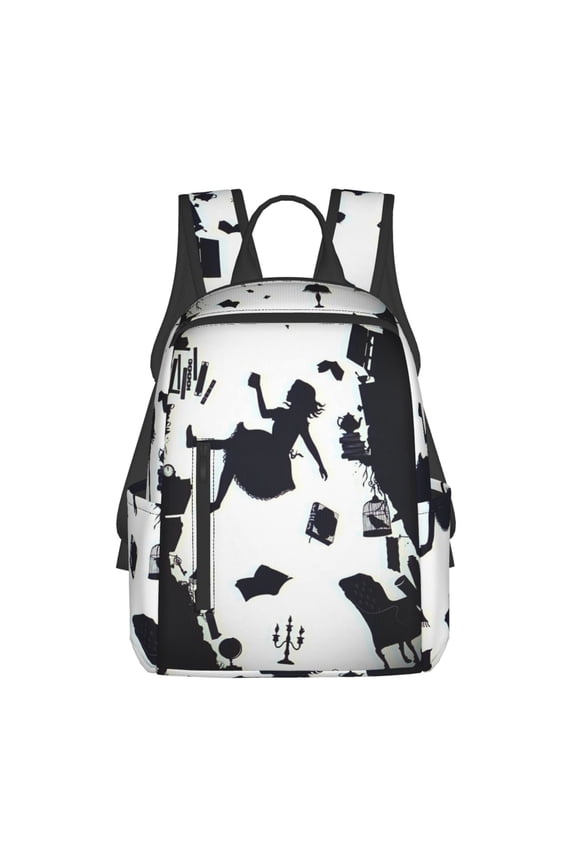 14.7in Alice in Wonden-Lan Backpack Cute Cartoon Lightweight Backpacks Portable Outdoor Travel