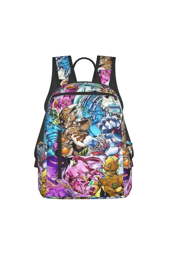 14.7in Jojo Bizarre Adventure Backpack Cute Cartoon Lightweight Backpacks Portable Outdoor Travel