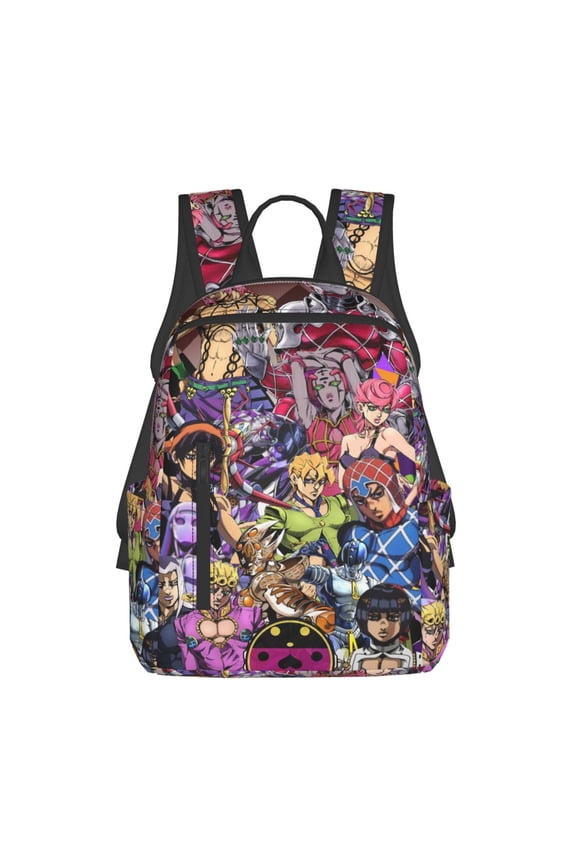 14.7in Jojo Bizarre Adventure Backpack Cute Cartoon Lightweight Backpacks Portable Outdoor Travel