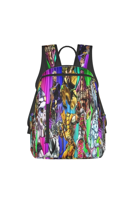 14.7in Jojo Bizarre Adventure Backpack Cute Cartoon Lightweight Backpacks Portable Outdoor Travel