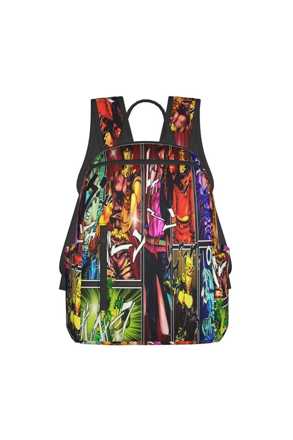 14.7in Jojo Bizarre Adventure Backpack Cute Cartoon Lightweight Backpacks Portable Outdoor Travel
