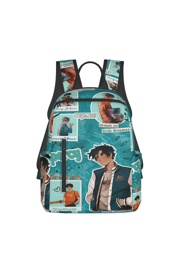 14.7in Percy Jack-so Backpack Cute Cartoon Lightweight Backpacks Portable Outdoor Travel