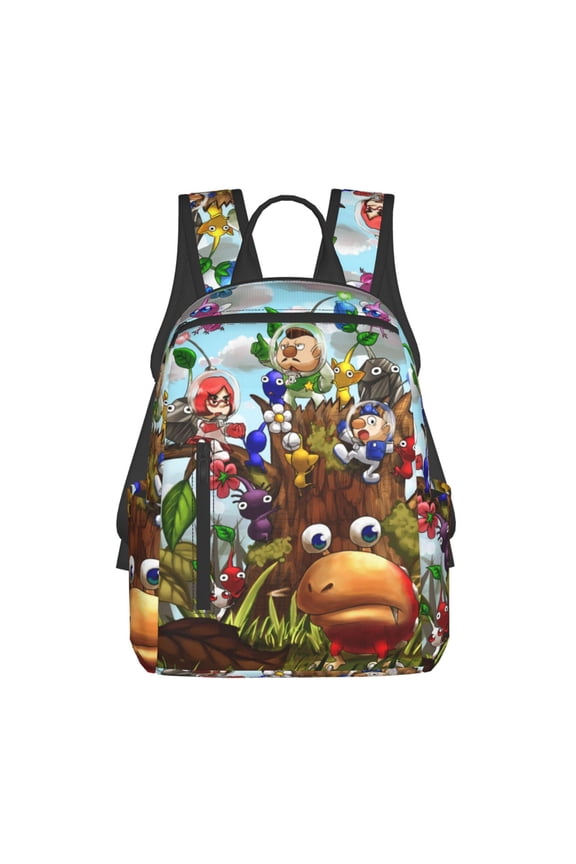 14.7in Pikmin Backpack Cute Cartoon Lightweight Backpacks Portable Outdoor Travel