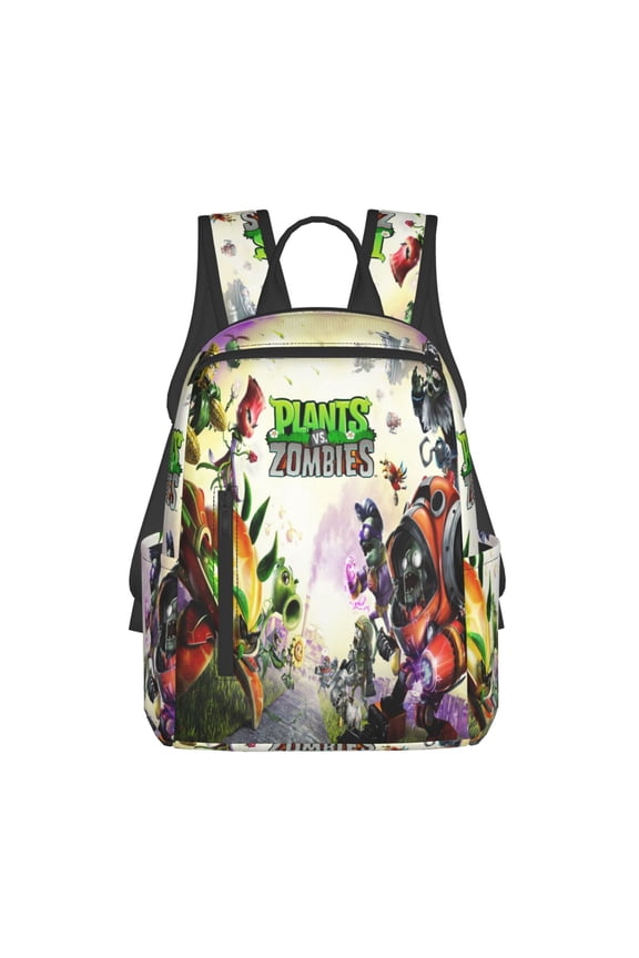 14.7in Plants Vs Zombies Backpack Cute Cartoon Lightweight Backpacks Portable Outdoor Travel