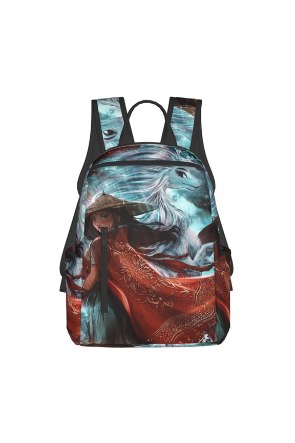 14.7in Raya and Last Drago Backpack Cute Cartoon Lightweight Backpacks Portable Outdoor Travel