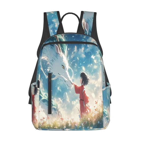 14.7in Spirited Away Backpack Cute Cartoon Lightweight Backpacks Portable Outdoor Travel