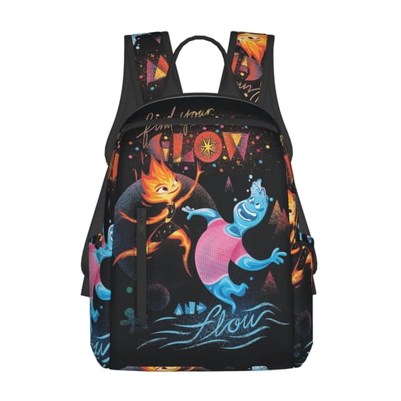 14.7In Water Fire Element-a Backpac Cute Cartoon Lightweight Backpac Outdoor Laptop Bag
