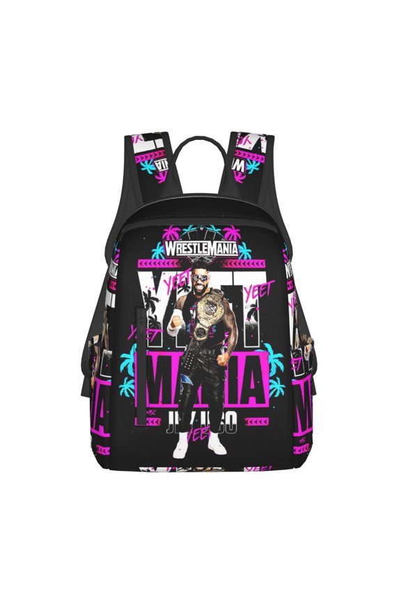 14.7in Wres-tler Jey US-0 Backpacks Front Pocket Laptop Bag Cartoon Bags Bookbag Daypack Outdoor Travel