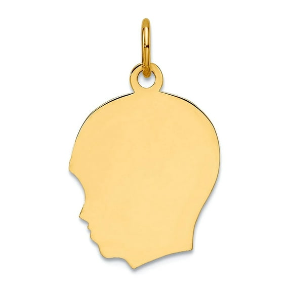 14.7mm 14k Solid Yellow Gold Plain Medium .013 Gauge Facing Left Engravable Head Charm Pendant Necklace for Women