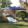 thumbnail image 1 of 14.8 Ft Double Sided Outdoor Umbrella Rectangular Large with Crank, Outdoor Market Umbrella has 12 Sturdy Umbrella Bones, UV and Water Resistant, Navy Blue, 1 of 9