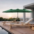 thumbnail image 1 of 14.8 Ft Double Sided Outdoor Umbrella,Rectangular Large Patio Umbrella with 12 Steel Ribs and Crank ,Beach Umbrella for Pool, Lawn,Garden,Patio and Deck(No Base Included),Dark Green, 1 of 7