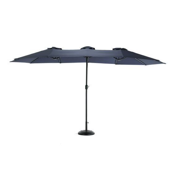14.8 Ft Double Sided Outdoor Umbrella Rectangular Large with Crank ( Navy blue )(No Base)