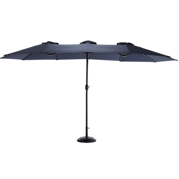 14.8 Ft Double Sided Patio Umbrella - Navy Blue. Powerful Shading Effect, 180g . Crank Open/close For Garden, Backyard And Poolside Rectangular Outdoor Navy. 100% Fabric, Construction. Backyard,