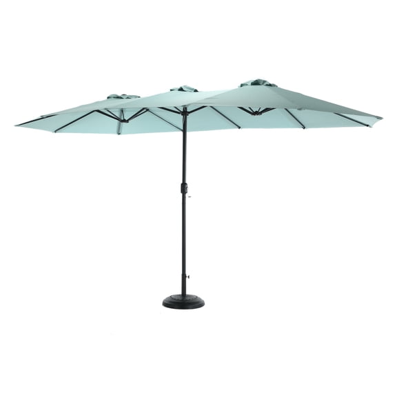 14.8 Ft Outdoor Rectangular Patio Umbrella, Rust-Resistant Steel Double Sided Market Table Umbrella with Crank