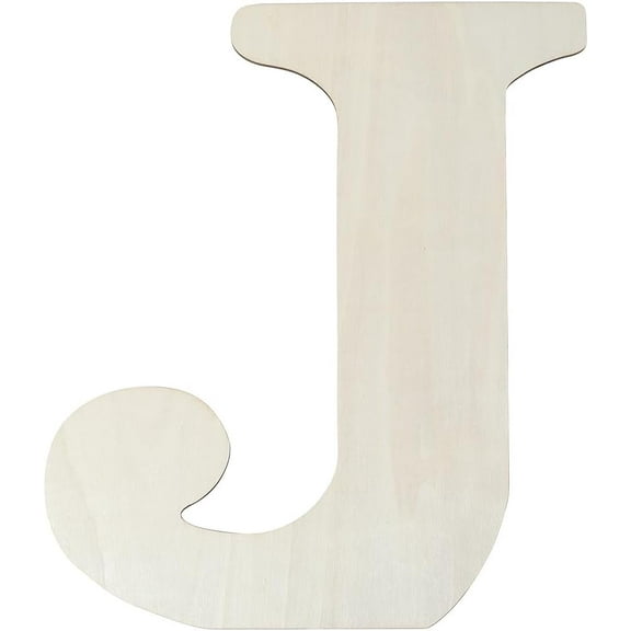 14.8 x 12.6 Inch Large Wooden Letter J Unfinished Wood Alabet Blank Big MDF Words White Craft Piece Sign Sheet Board for Birthday Wedding Christmas Wall Home Party DIY Decoration 1pc