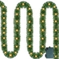 thumbnail image 1 of 14.8FT Pre-Lit Artificial Christmas Garland with 50 LED Lights, Battery Operated Xmas Garland for Stair Railing, Fireplace Mantle,Doorway, or Indoor Home Wedding Party Holiday Decorations(Warm White), 1 of 7