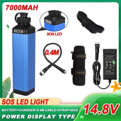14.8V 7000mAh SOS Battery+Charger+0.4M Power cable Set BM5000 Electric Fishing Reel Battery w/power display for Daiwa BM2900 for Daiwa Tanacom 750/1000 for Shimano Beastmaster 9000(w/ Sheath)