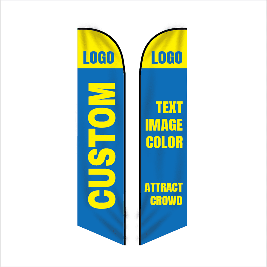 14.8ft / 4.5m Custom Feather Flag Kit with Poles in Ground for Retail