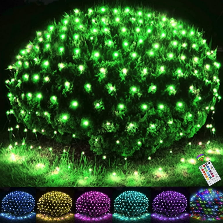 14.8ft x 5ft Christmas Net Lights 240 LED Color Changing Outdoor Christmas Mesh String Lights Multicolor Green Blue Waterproof Connectable for