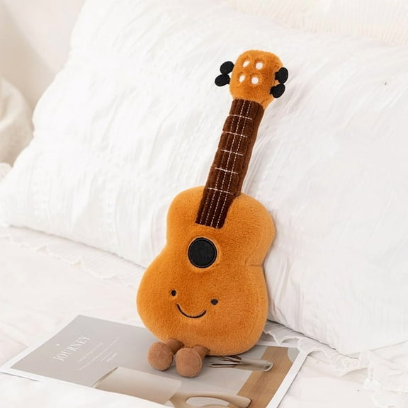 14.9 Plush Guitar Stuffed Toy Soft Musical Instrument Doll, for Music Lovers, Soft Throw Pillows Stuffed Premium Polyester Fiber Sofa Cushion Christmas Party Decor