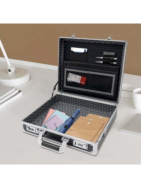 14.96*4.33*13 in Rectangular Black Dual Combination Locks Briefcase Business Briefcases for Men&Women