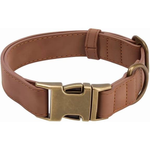 14.96 to 22.83 Inch Durable Quick Release Dog Martingale Collar PU Leather Adjustable Heavy Duty Pet Choker Rolled Rust Proof Buckle