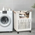 thumbnail image 1 of 14.96 x 11.22 x 19.69 in Foldable Laundry Hamper with Wheels Large Capacity Dirty Clothes Basket Bathroom Storage, 1 of 6