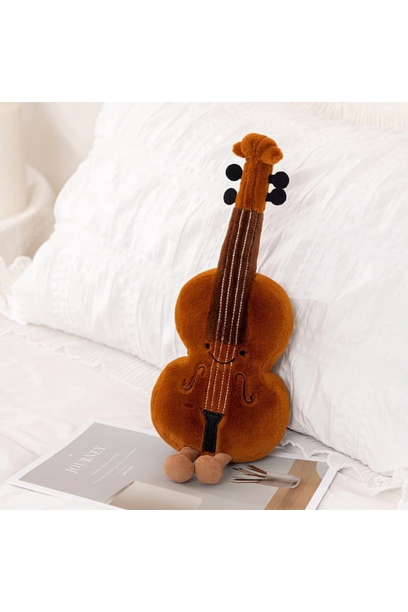 14.9Plush Violin Stuffed Toy Soft Musical Instrument Doll, for Music Lovers, Soft Throw Pillows Stuffed Premium Polyester Fiber Sofa Cushion Christmas Party Decor