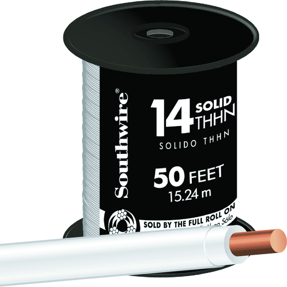 14 AWG Solid THHN Electrical Wire - Single Pack Indoor & Outdoor Use, NEC-Compliant
