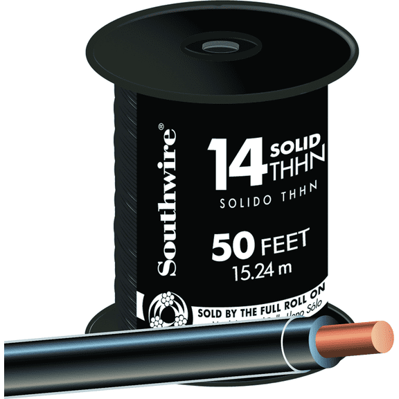 14 AWG Solid THHN Electrical Wire - Single Pack Indoor & Outdoor Use, NEC-Compliant