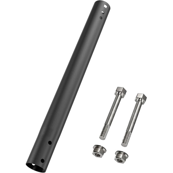 14" Antenna Pole Mount Extension Tube, Iron Extender Pipe with Dual-End Connectors and Two Mounting Holes, Compatible with Select EOQO Heavy Duty Antenna Mount Brackets, Weather-Resistant, Black