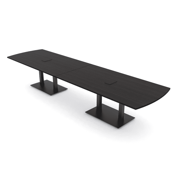 14' Arc Rectangle Modular Meeting Table Double Black Bases w/Electric
