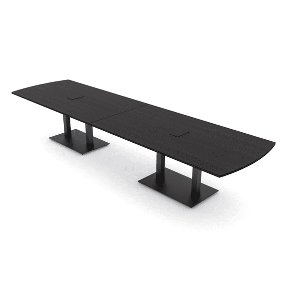 14' Arc Rectangle Modular Meeting Table Double Black Bases w/Electric