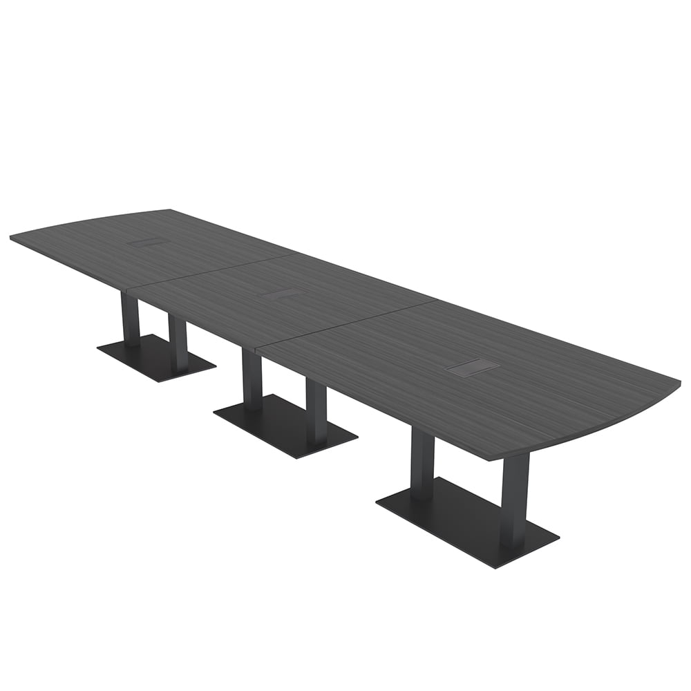 14' Arc Rectangle Modular Meeting Table Double Black Bases w/Electric ...