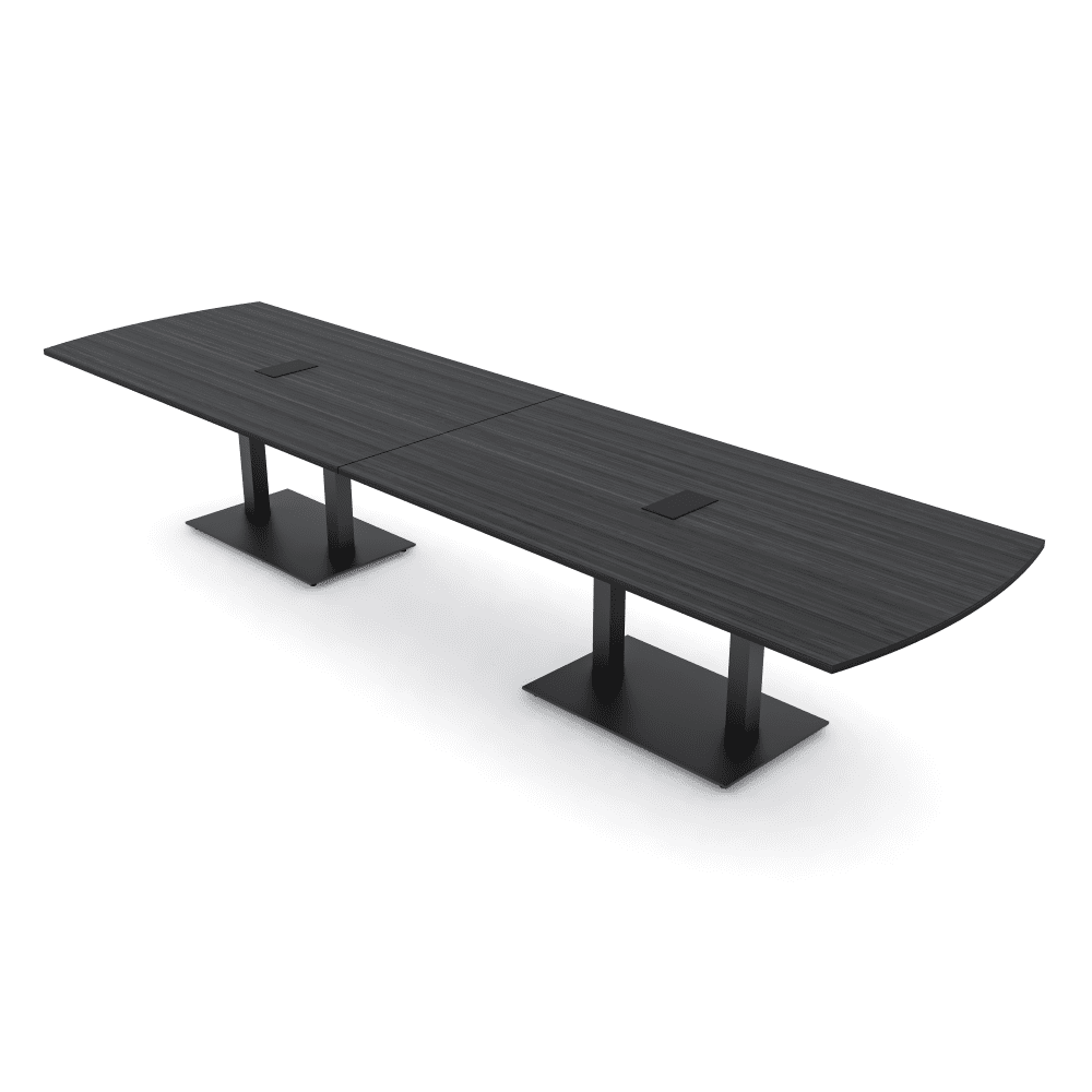 14' Arc Rectangle Modular Meeting Table Double Black Bases w/Electric ...