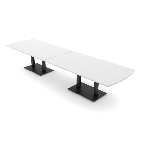 14' Arc Rectangle Modular Meeting Table Double Black Bases w/Electric