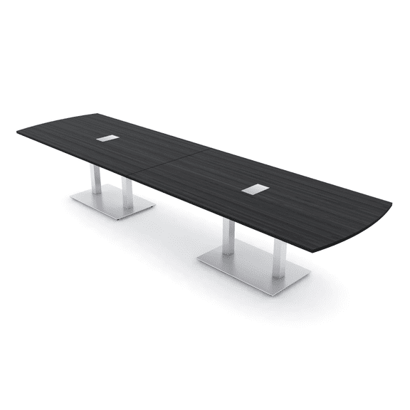 14' Arc Rectangle Modular Meeting Table Square Metal Bases w/Electric