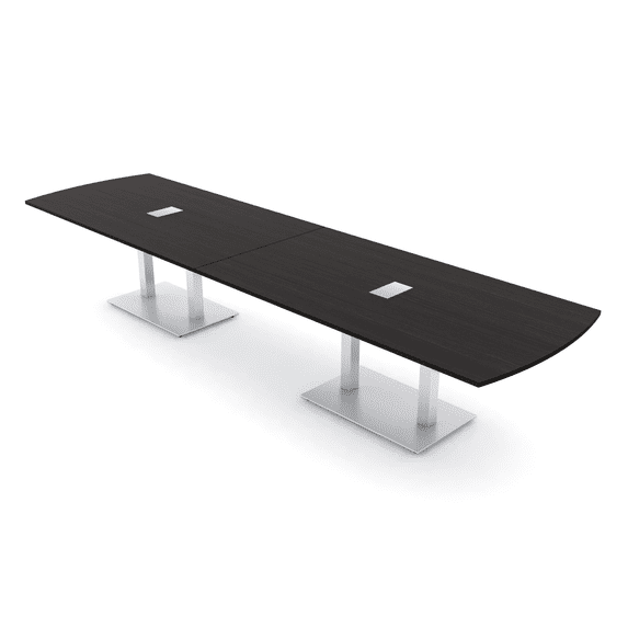 14' Arc Rectangle Modular Meeting Table Square Metal Bases w/Electric