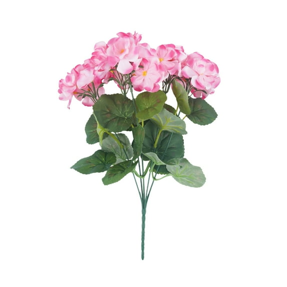 14" Artificial Geraniums Outdoor UV Resistant - Realistic Silk Flowers in Red & Pink, Geranium Bush for Garden, Patio, Vase & Home Decor All Season