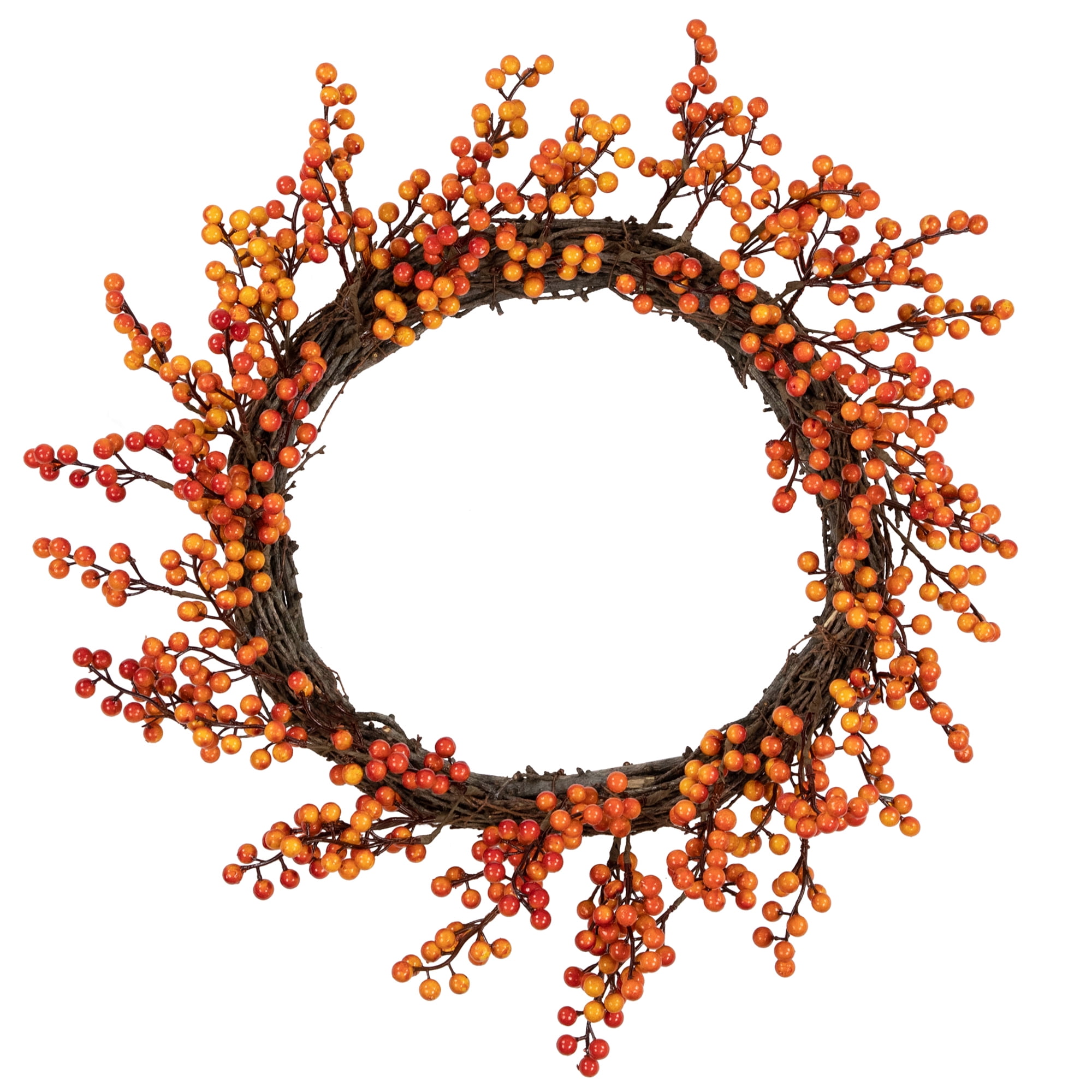 14" Autumn Harvest Decorative Artificial Orange Fall Berry Wreath - Unlit
