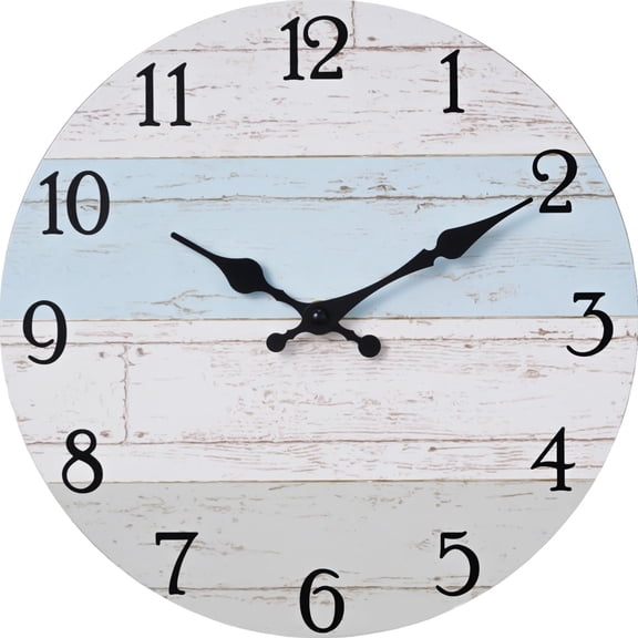 14" Azure Blue Decorative Wall Clock, Beach Rustic Retro Style