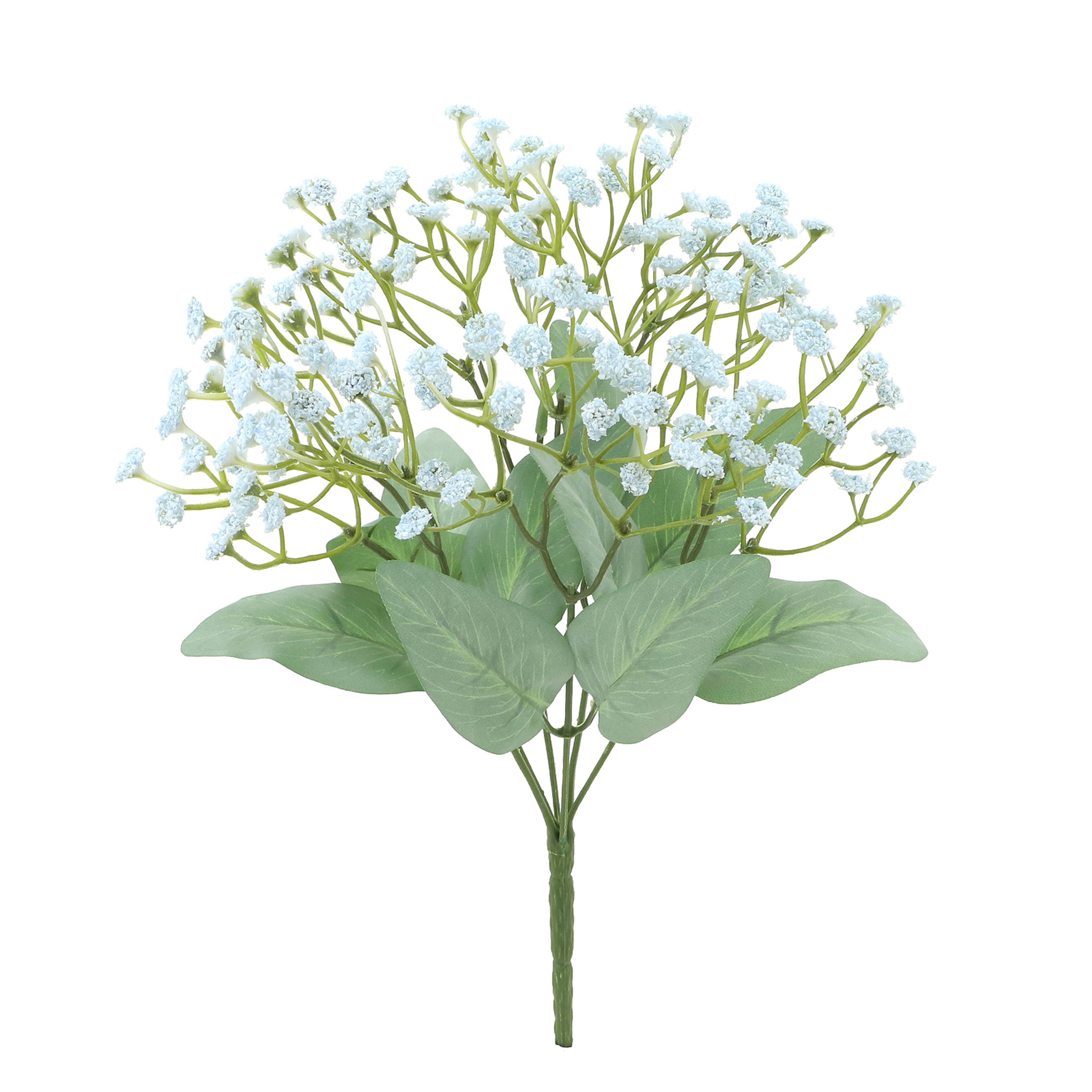 14" Blue Baby's Breath Deluxe Bush with Green Leaves