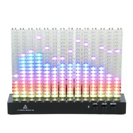 14-Band Acrylic Spectrum Analyzer LED Rhythm Light Spectrum Display Analyzer for Cell Phones Tablets Computers Professional Audio Tabletop Mounting Type