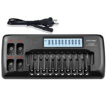 14 Bay AA AAA 9V Smart LCD Independent Slot Battery Charger for High Capacity Low Self Discharge 1.2v Ni-MH Batteries