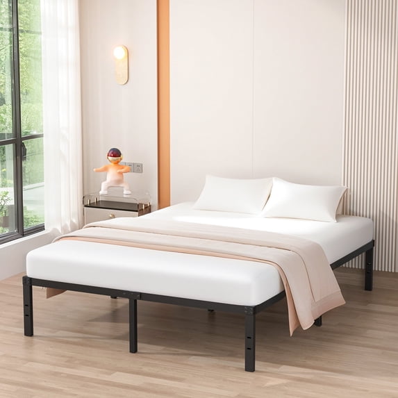 VOLIX 14" Black High Profile Bed Frame With Bed Storage, No Box Spring Required, Queen
