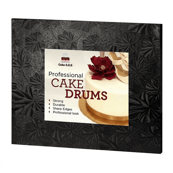 Cake S.O.S 14 inches Black Square Cake Drum Board, 1/2 Thick, (1-pack)