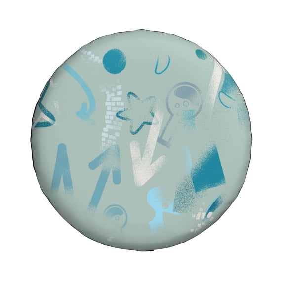 14'' Blue Star Geometric Art Tire Cover, Universal Spare Wheel Covers, Dust-Proof, Water-Proof, Sun-Proof and Corrosion-Proof