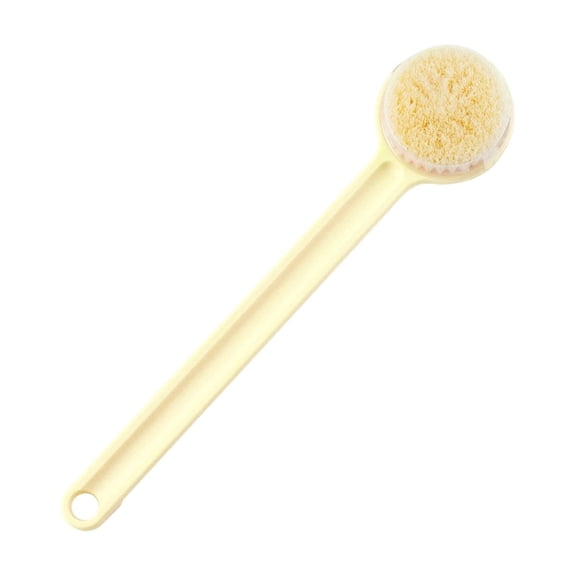 14" Body Brush Dry Brushing Shower Bath Brush Long Handle Gentle Back Skin Scrubber Exfoliate Massage Improve Blood Circulation Cellulite Treatment(Yellow)