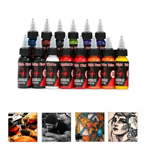 14 Bottles Professional Tattoo Inks Kit 1OZ Permanent Ink 30ML Colors Tatoo Inks Pigment Lism